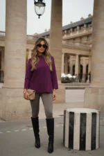 Monica Side Slit Sweater - Plum