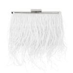 Olga Berg Estelle Feather Clutch - White