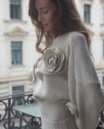 Rose Decorated Sweater - Ivory - Image 3