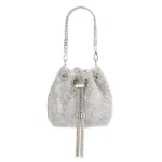 Olga Berg Miranda Drawstring Top Handle Bag - Silver