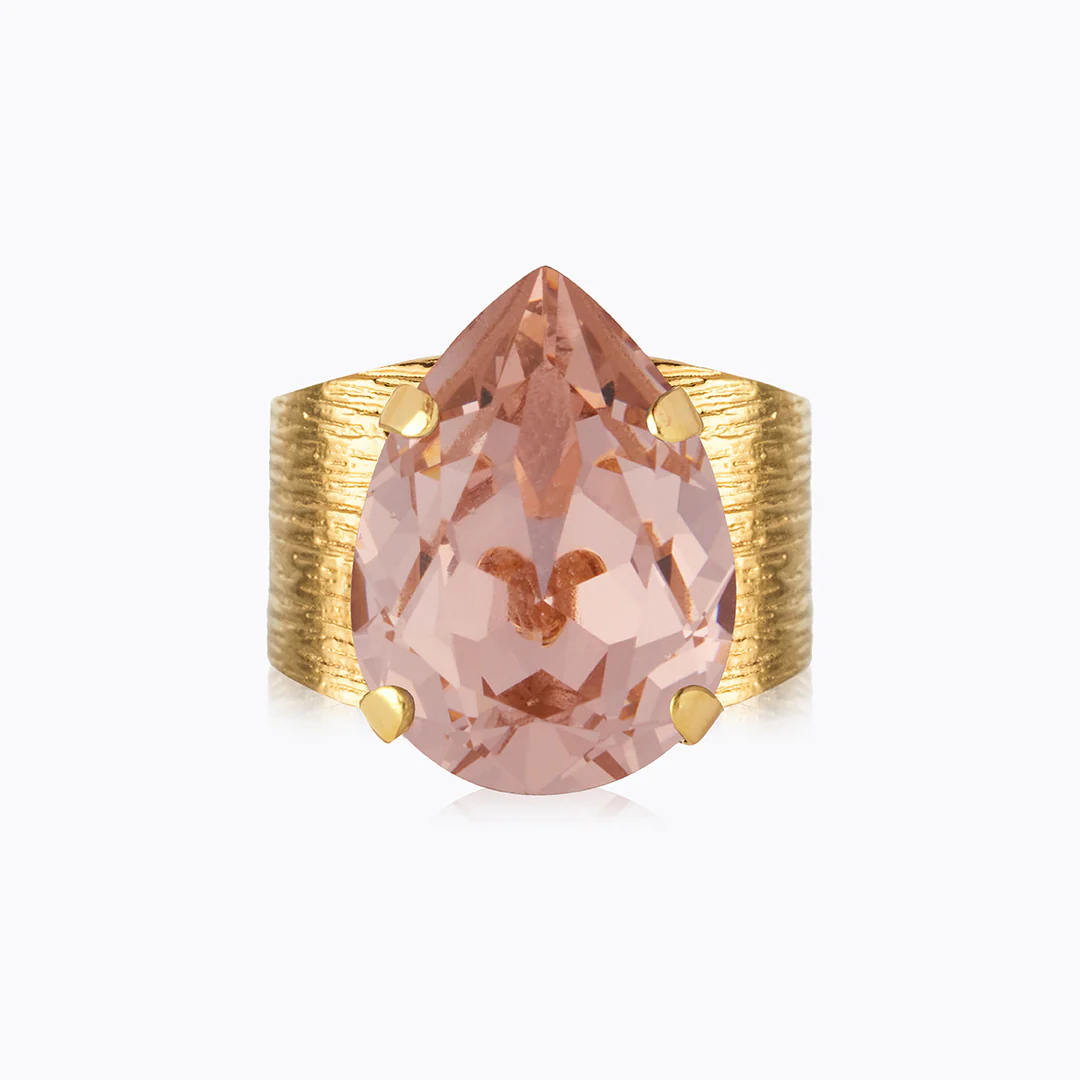 Caroline Svedbom Classic Drop Ring Gold Vintage Rose Close up Caroline Svedbom Classic Drop Ring Gold Vintage Rose close up