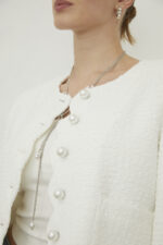 Jovonna London Tessara Jacket White Close Up View