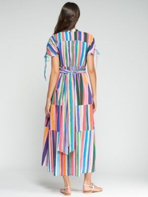 Vilagallo Linda stripe maxi dress multicolour Full length back view