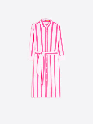 Vilagallo Fuchsia Striped Midi Shirt Dress Product Image